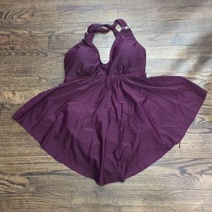 EUC Retro Halter Suit burgundy
